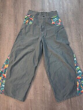 Vintage RARE MOM AND ME Rave PANTS 90's Y2K Grey With Rocket Motiff Sz Med